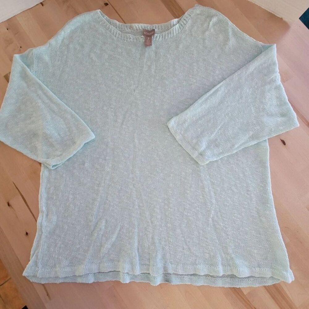 Chico's Sweater Blue XL Size 3 Coastal Preppy Lightweight